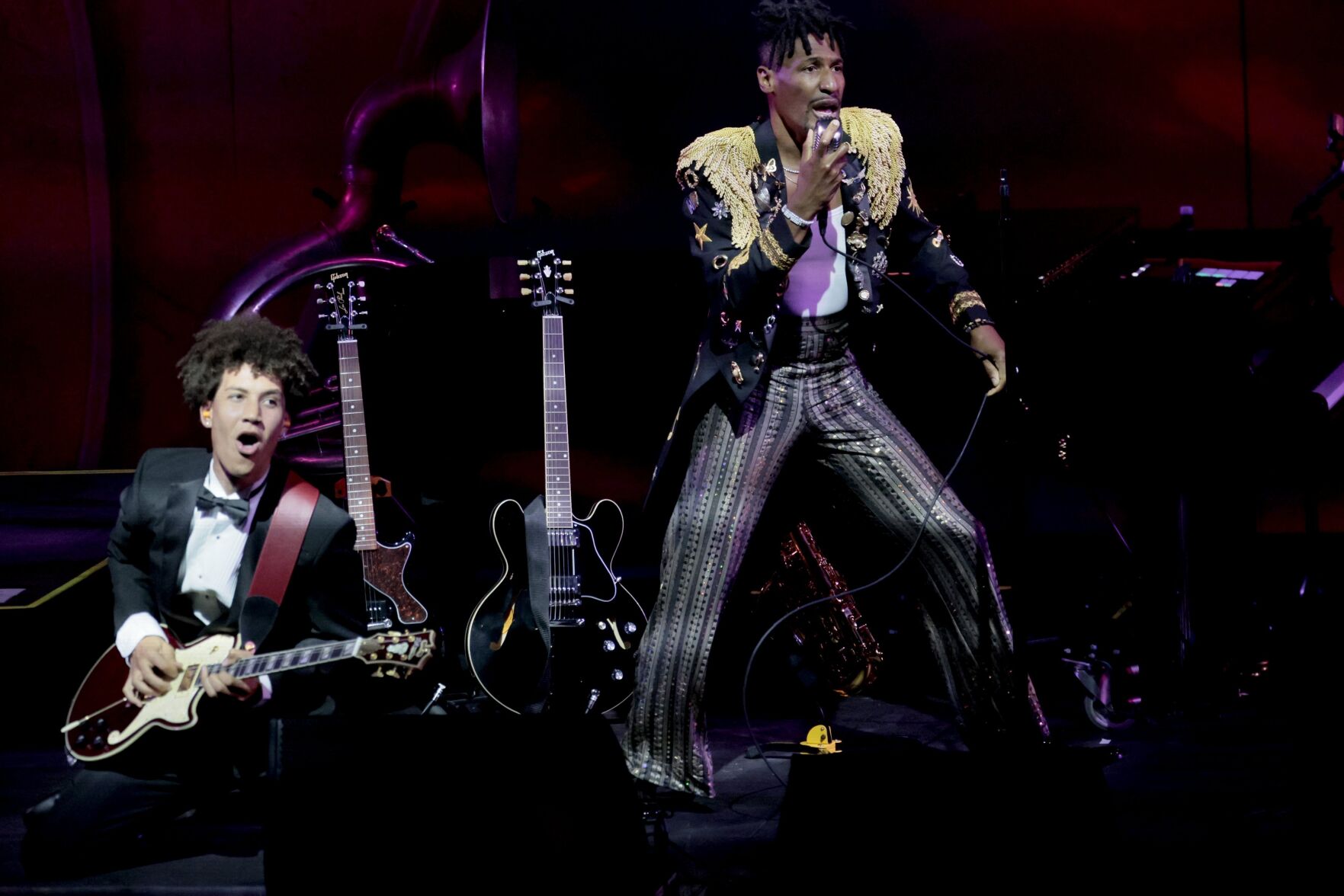 Jon Batiste performs at the Muny